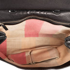 Gucci Midi Amfloral Bamboo Top Handle Black Gray Calfskin Leather — view 9