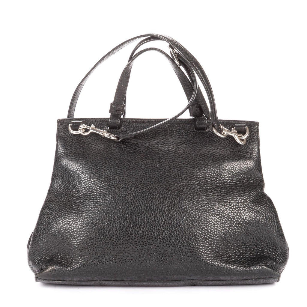 Gucci Midi Amfloral Bamboo Top Handle Black Gray Calfskin Leather — view 5