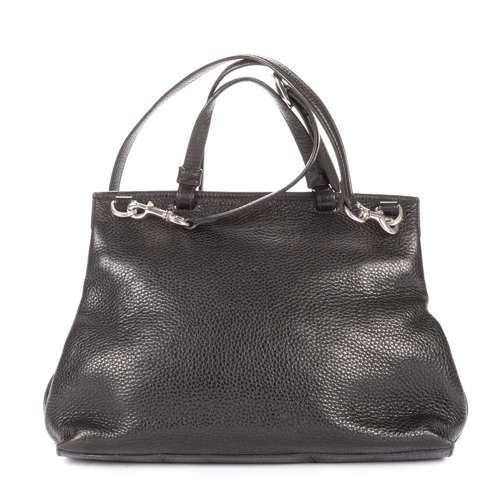 Gucci Midi Amfloral Bamboo Top Handle Black Gray Calfskin Leather — view 5