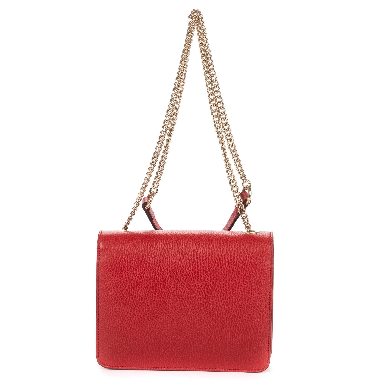 Gucci Small Interlocking GG Chain Crossbody Red Gray Calfskin Leather — view 5