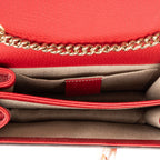 Gucci Small Interlocking GG Chain Crossbody Red Gray Calfskin Leather — view 9