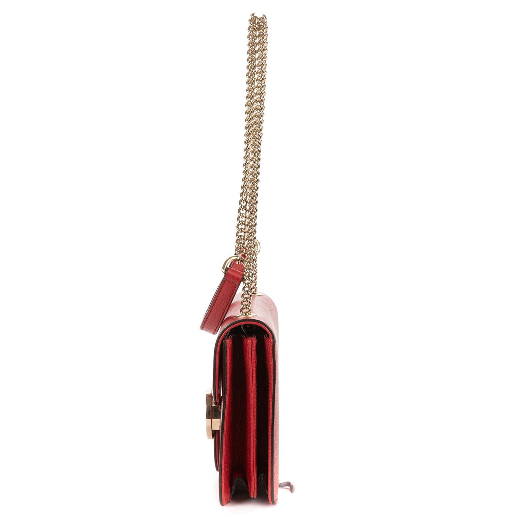 Gucci Small Interlocking GG Chain Crossbody Red Gray Calfskin Leather — view 3