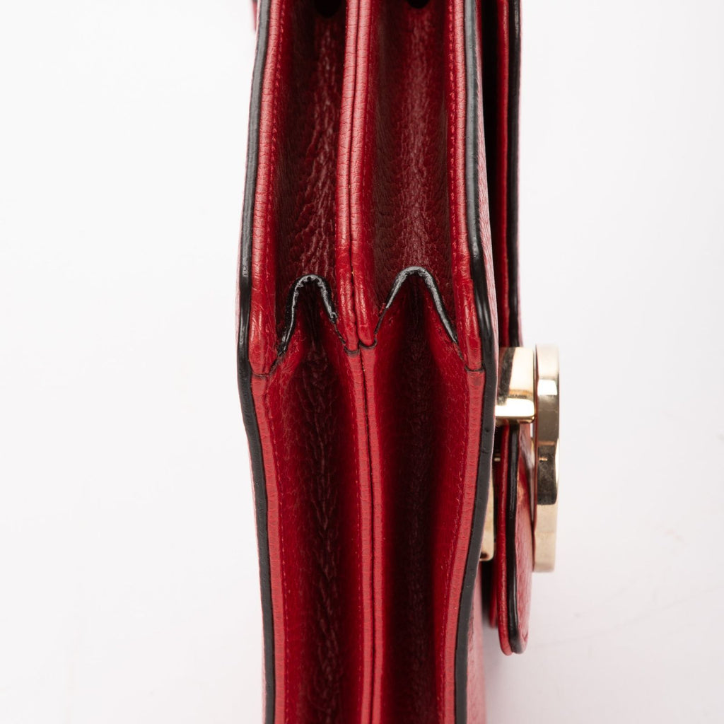 Gucci Small Interlocking GG Chain Crossbody Red Gray Calfskin Leather — view 8