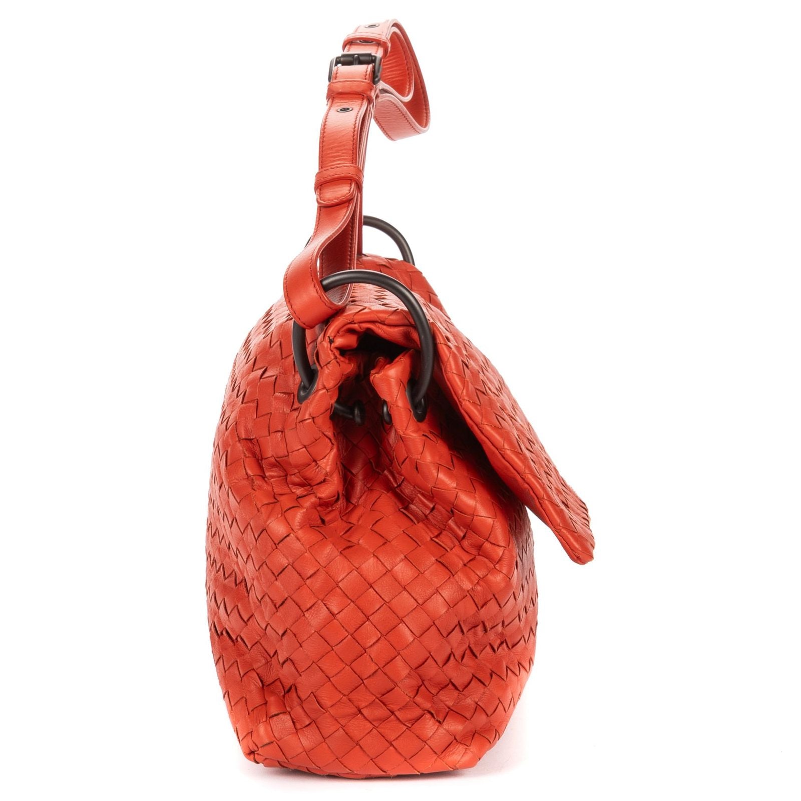 Bottega Veneta Flap Messenger Orange Intrecciato Leather — view 4
