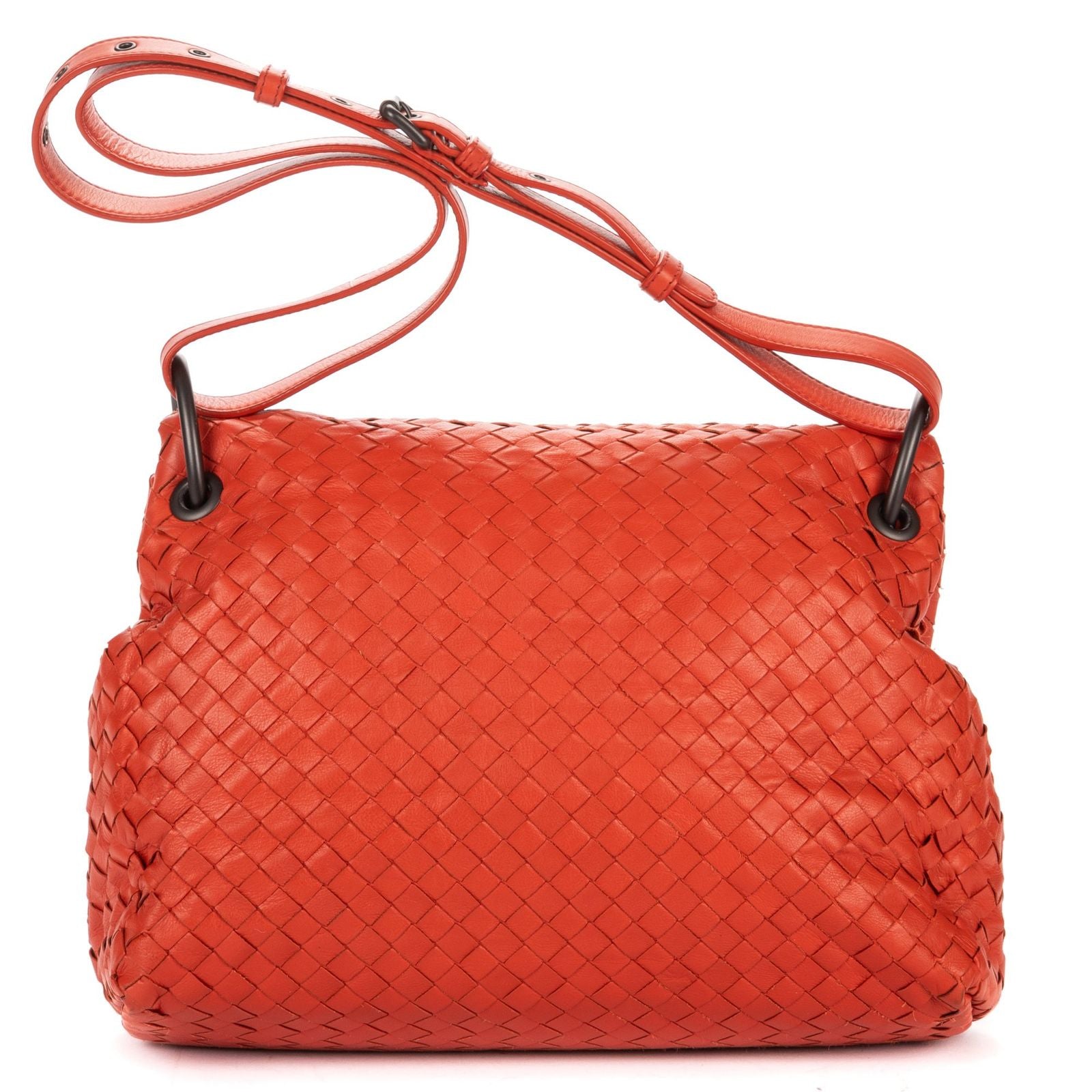 Bottega Veneta Flap Messenger Orange Intrecciato Leather — view 5