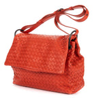 Bottega Veneta Flap Messenger Orange Intrecciato Leather — view 2