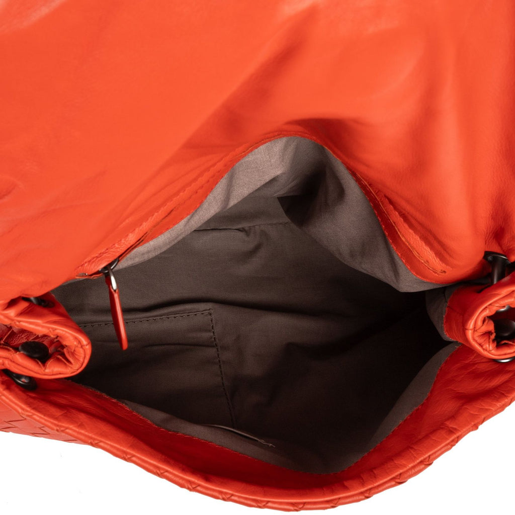Bottega Veneta Flap Messenger Orange Intrecciato Leather — view 9