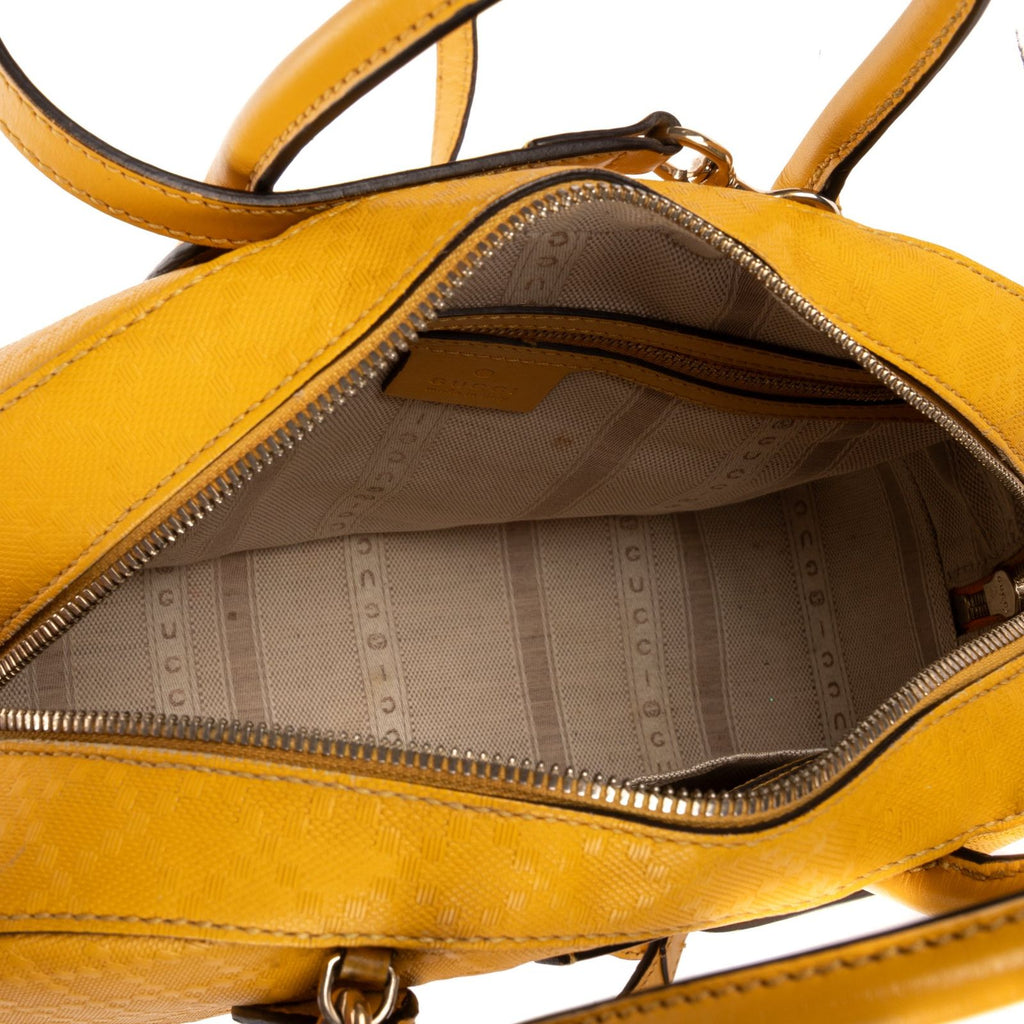 Gucci Bamboo Top Handle Yellow Diamante Canvas — view 9