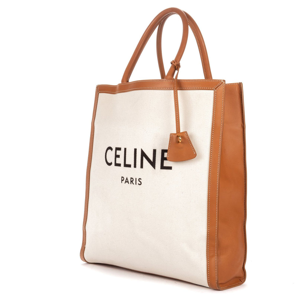 Celine Vertical Tote Ivory Brown Floral Canvas — view 2