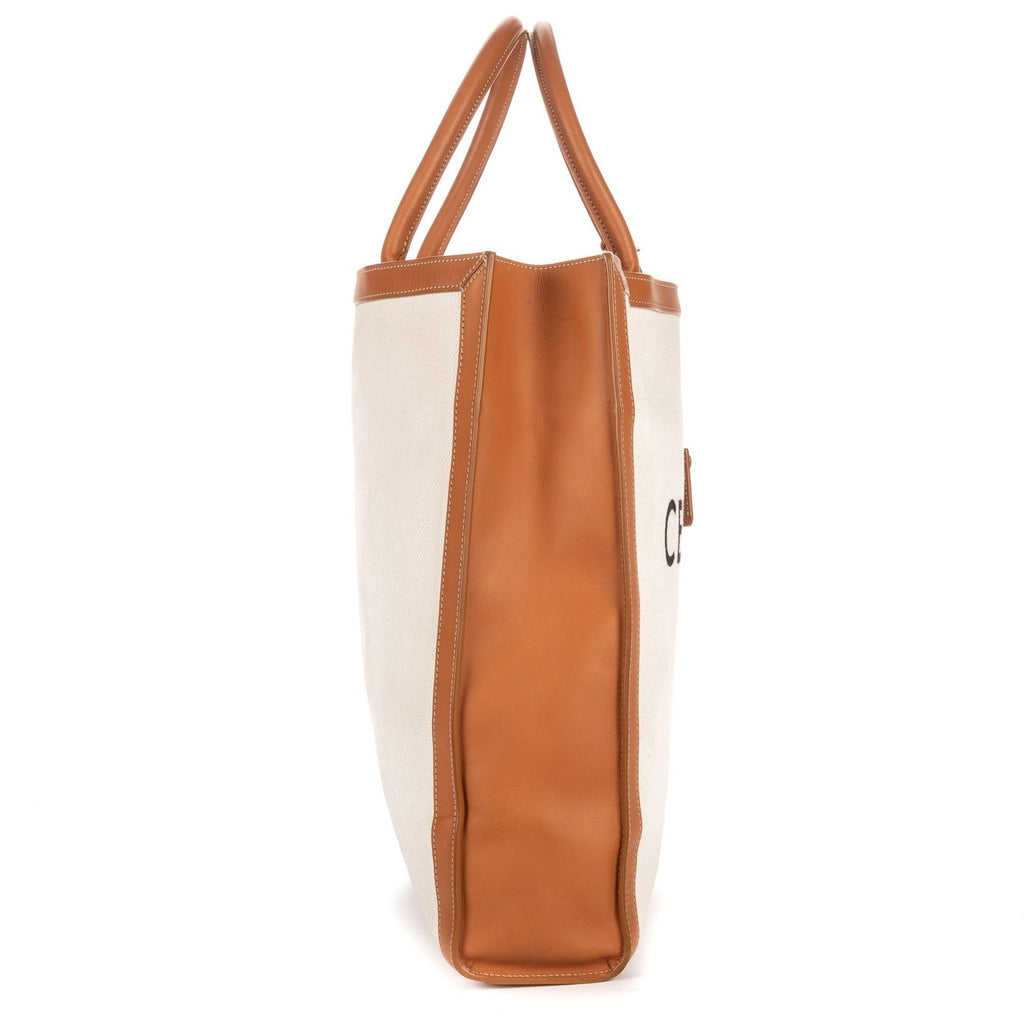 Celine Vertical Tote Ivory Brown Floral Canvas — view 4