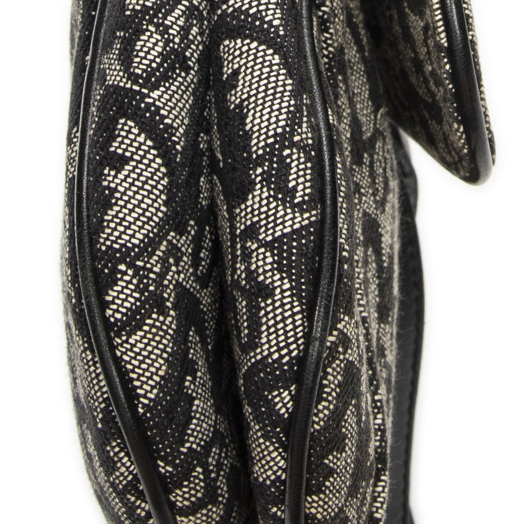 Dior Double Saddle Bag Black Beige Trotter Pattern Canvas — view 7