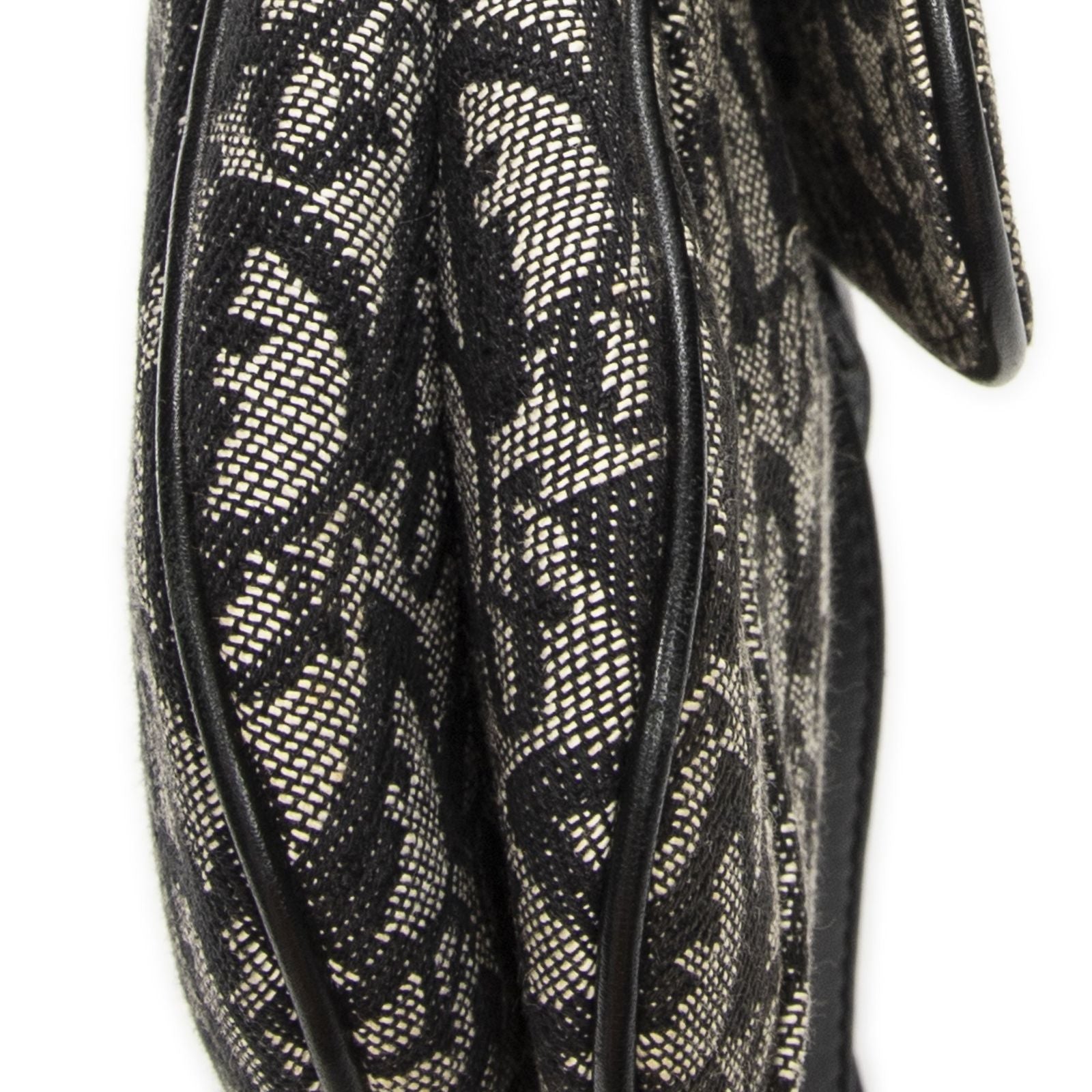 Dior Double Saddle Bag Black Beige Trotter Pattern Canvas — view 7