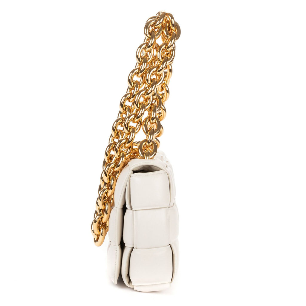 Bottega Venetapadded Casette Chain Crossbody Ivory Maxi Intrecciato Leather — view 3