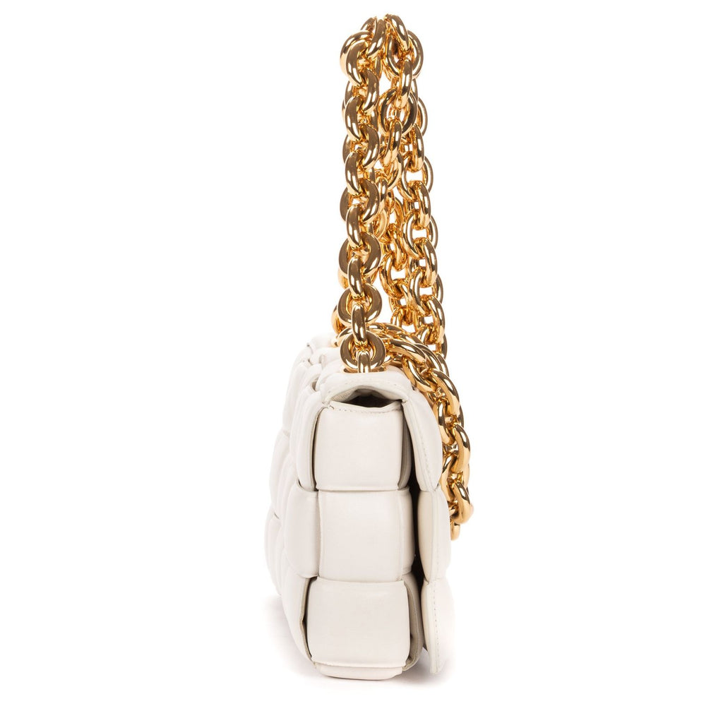 Bottega Venetapadded Casette Chain Crossbody Ivory Maxi Intrecciato Leather — view 4