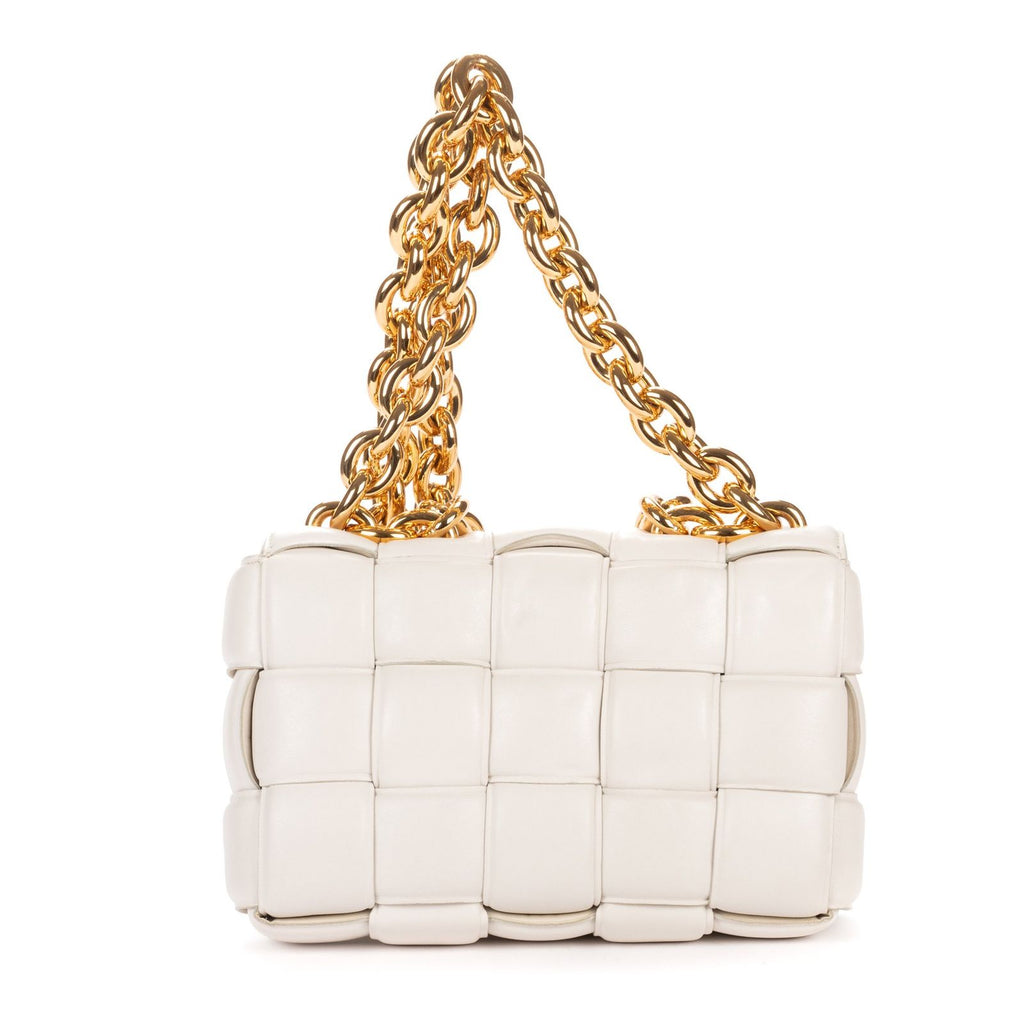 Bottega Venetapadded Casette Chain Crossbody Ivory Maxi Intrecciato Leather — view 5