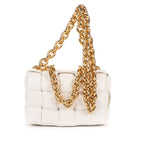 Bottega Venetapadded Casette Chain Crossbody Ivory Maxi Intrecciato Leather