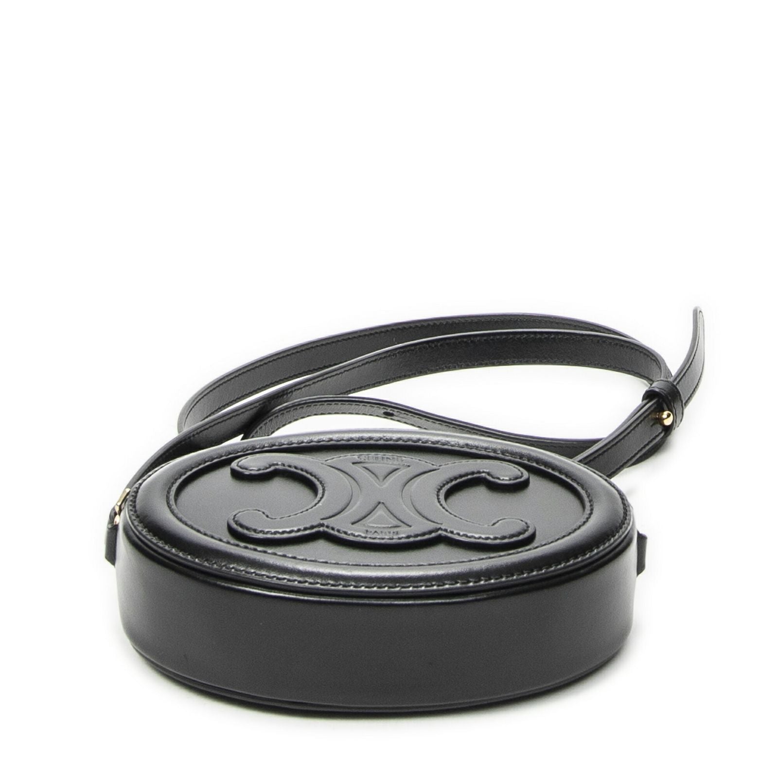 Celine Triomphe Oval Crossbody Black Calfskin Leather — view 6