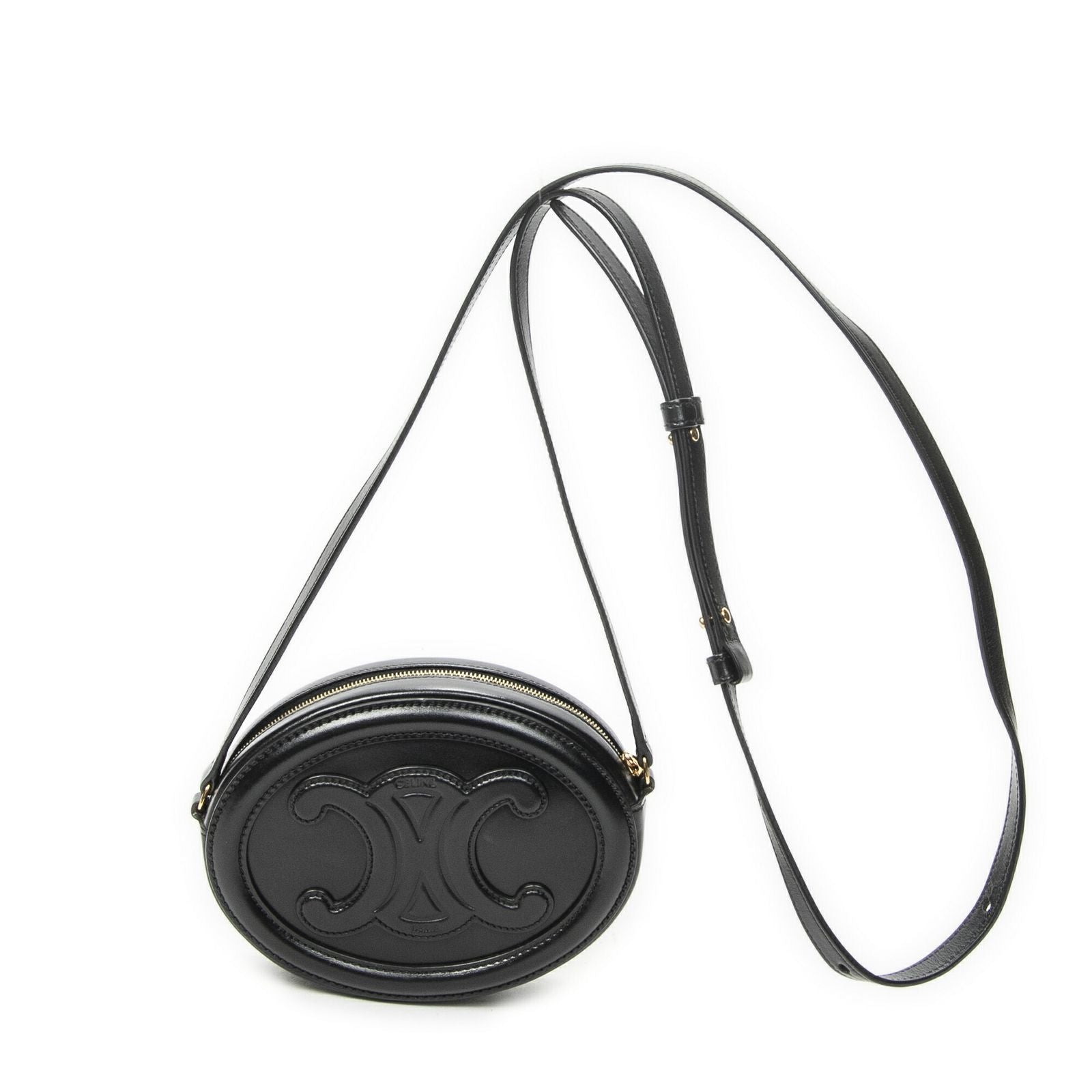 Celine Triomphe Oval Crossbody Black Calfskin Leather — view 5