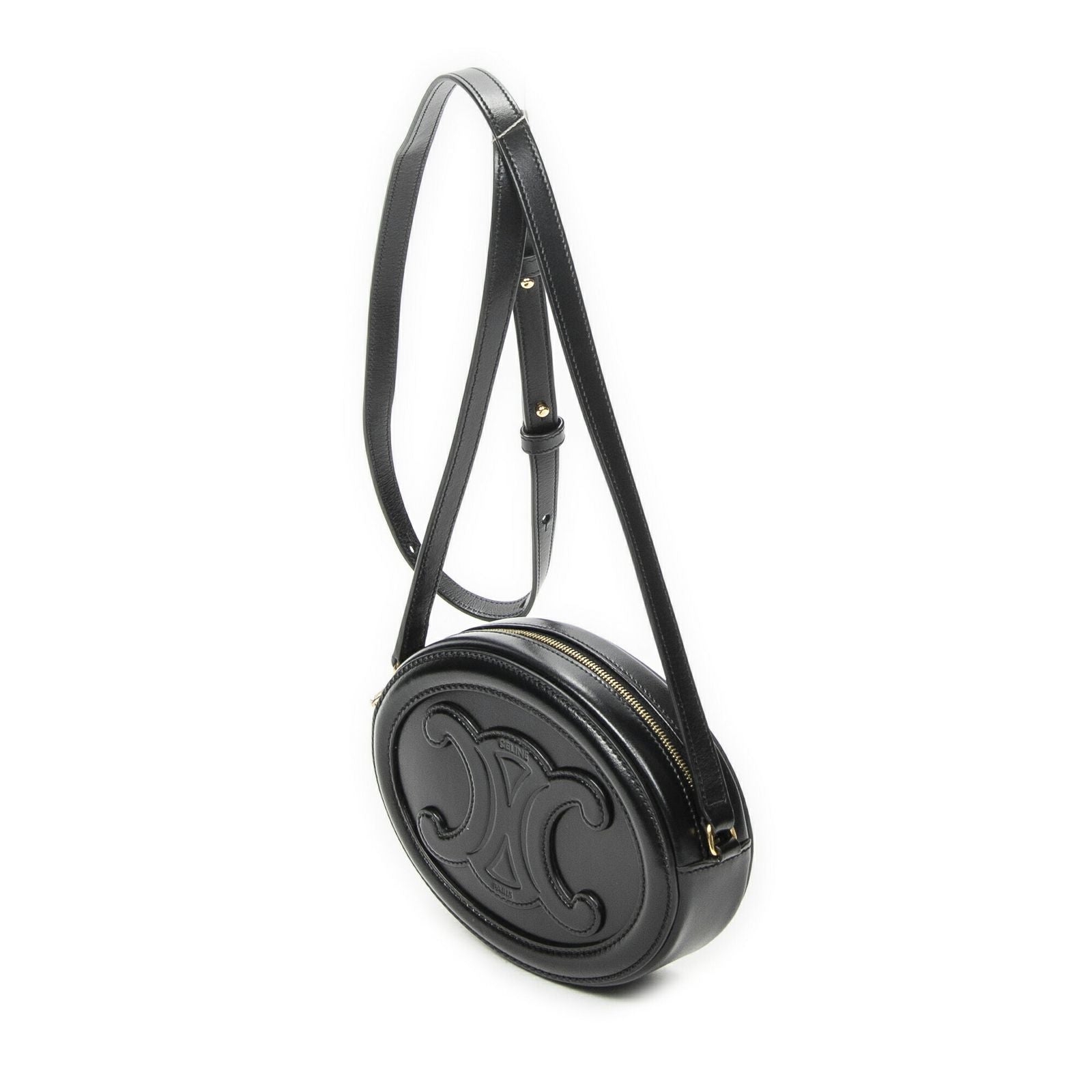 Celine Triomphe Oval Crossbody Black Calfskin Leather — view 2