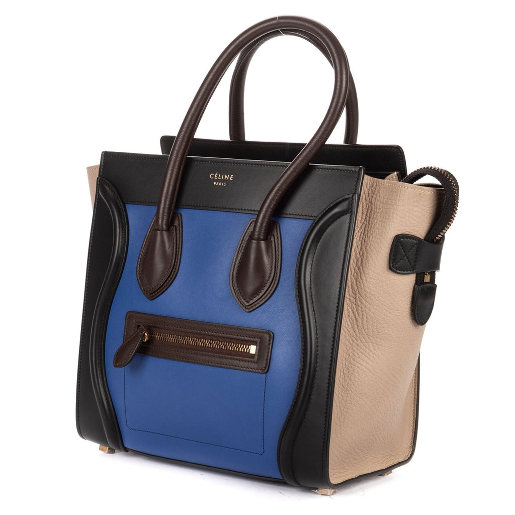 Celine Tricolor Micro Luggage Gray Black Blue Smooth Calfskin — view 2