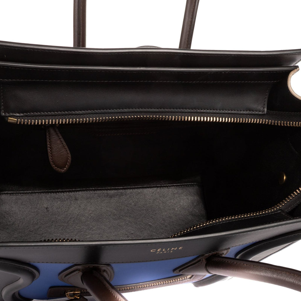 Celine Tricolor Micro Luggage Gray Black Blue Smooth Calfskin — view 9
