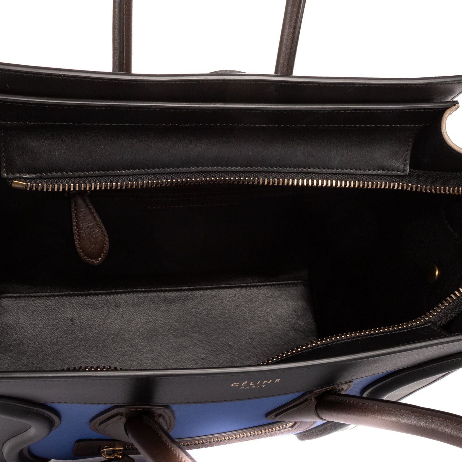 Celine Tricolor Micro Luggage Gray Black Blue Smooth Calfskin — view 9