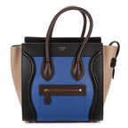 Celine Tricolor Micro Luggage Gray Black Blue Smooth Calfskin