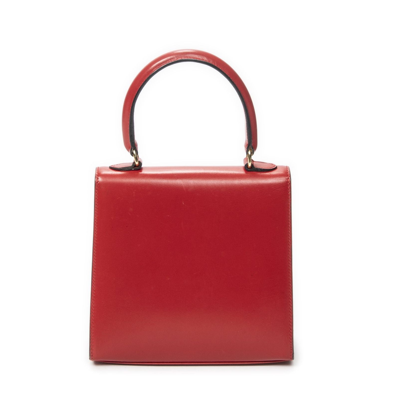 Celine Vintage Flap Top Handle Red Smooth Calfskin — view 5