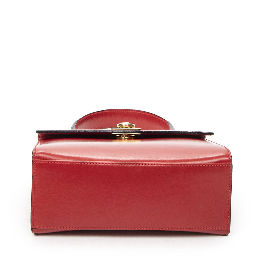 Celine Vintage Flap Top Handle Red Smooth Calfskin — view 6