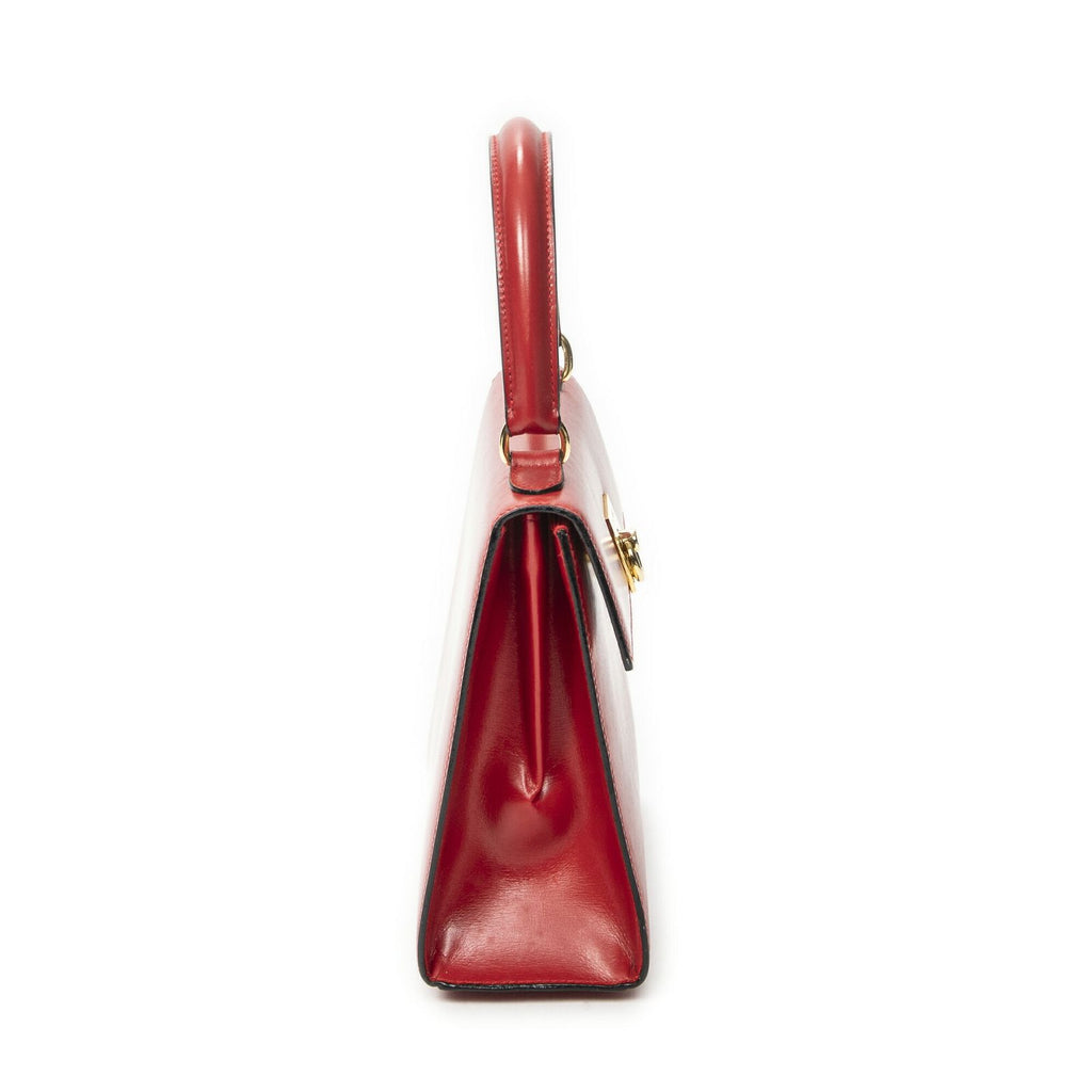 Celine Vintage Flap Top Handle Red Smooth Calfskin — view 4