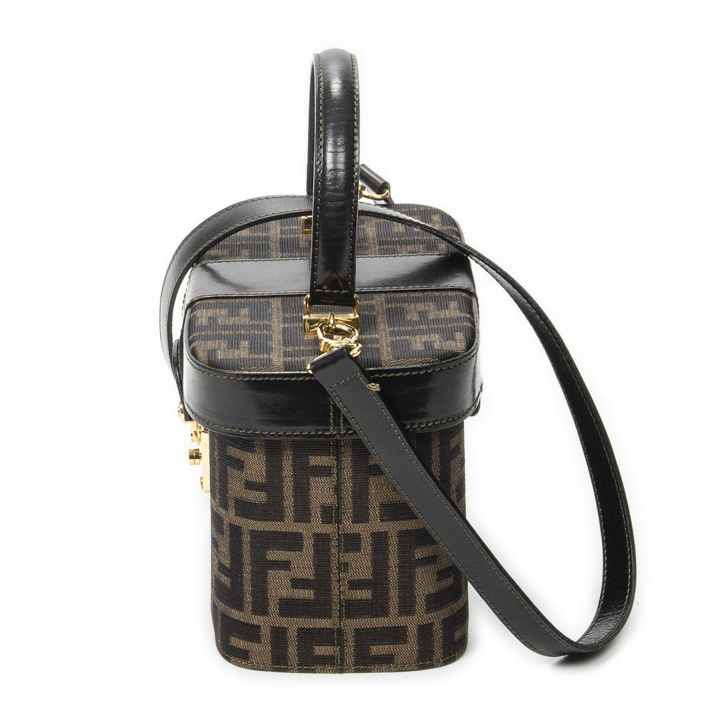 Fendi Trendy Top Handle Vanity Case Brown Black Zucca Canvas — view 3