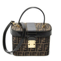 Fendi Trendy Top Handle Vanity Case Brown Black Zucca Canvas