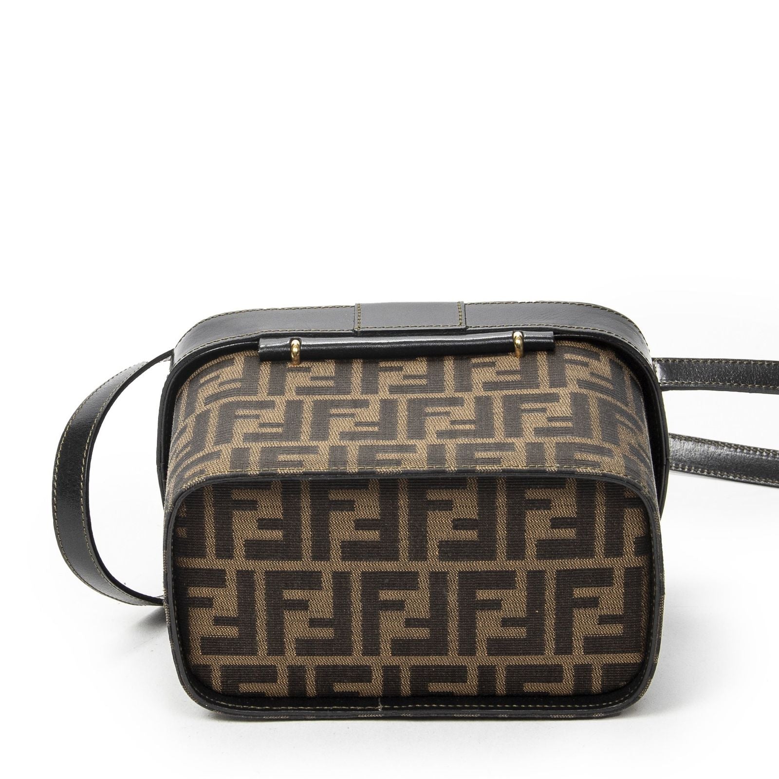 Fendi Trendy Top Handle Vanity Case Brown Black Zucca Canvas — view 6