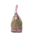 Gucci Medium Heart Bit Charm Hobo Beige Pink GG Canvas — view 3