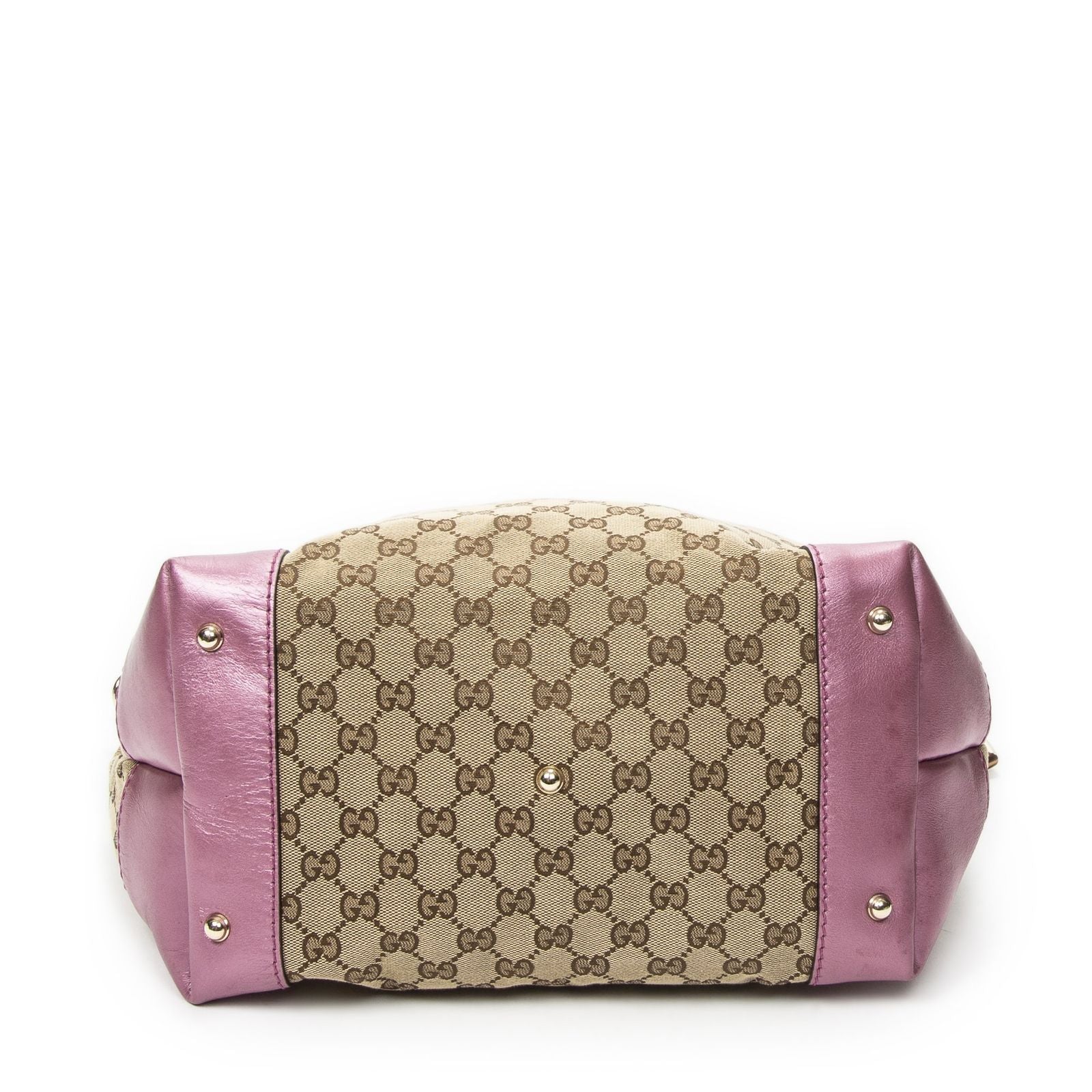 Gucci Medium Heart Bit Charm Hobo Beige Pink GG Canvas — view 6