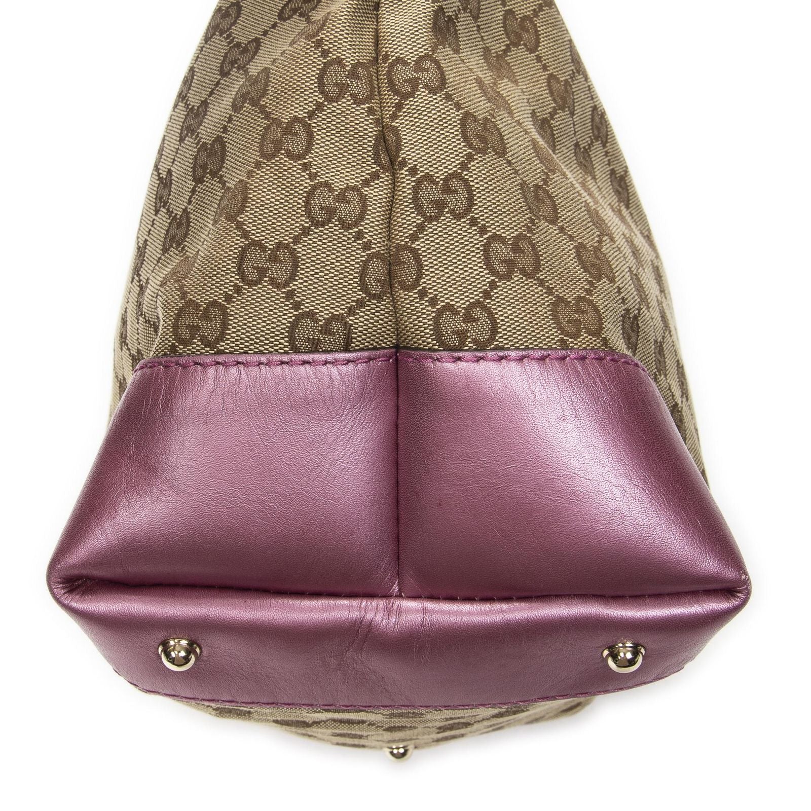 Gucci Medium Heart Bit Charm Hobo Beige Pink GG Canvas — view 7