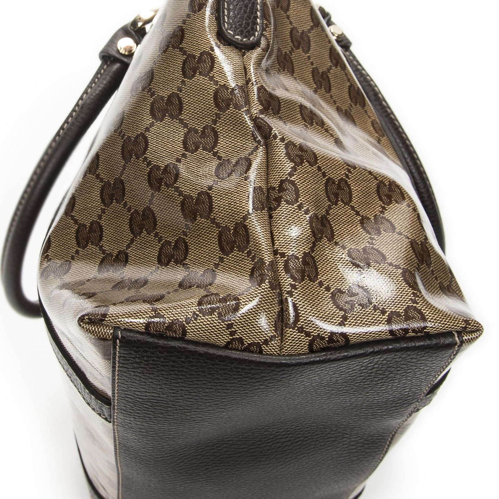 Gucci GG Charm Top Handle Beige Brown Crystal Canvas — view 7