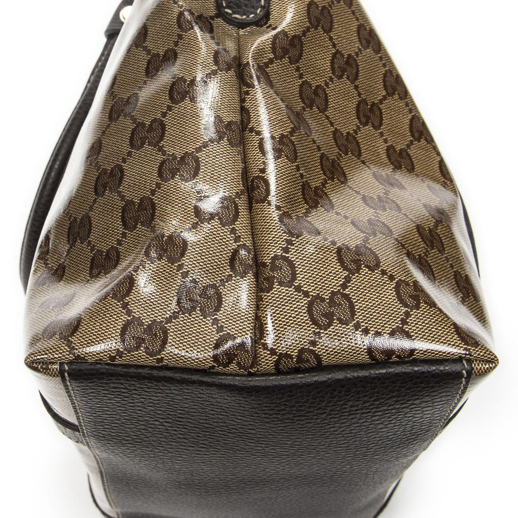 Gucci GG Charm Top Handle Beige Brown Crystal Canvas — view 8