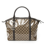 Gucci GG Charm Top Handle Beige Brown Crystal Canvas