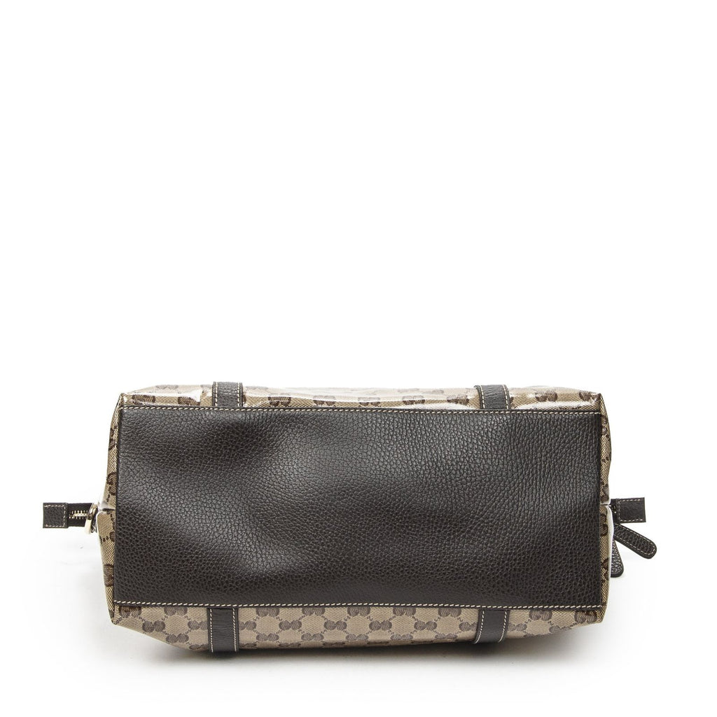 Gucci GG Charm Top Handle Beige Brown Crystal Canvas — view 6