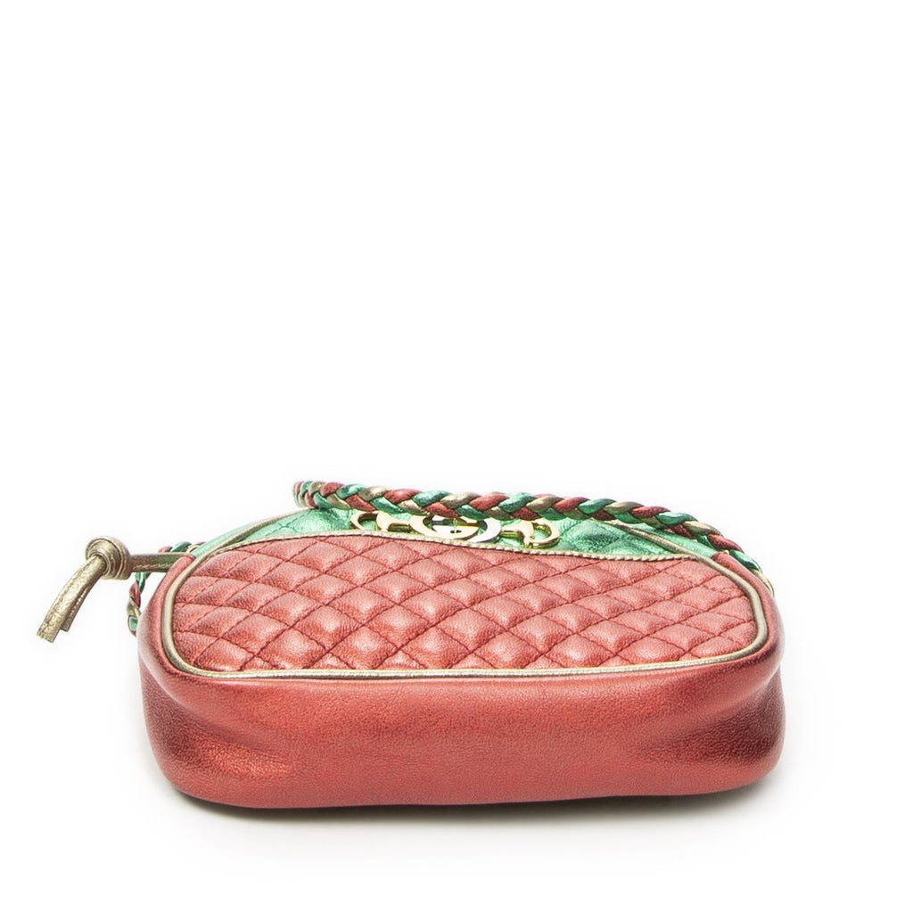 Gucci Trapuntata Mini Camera Crossbody Red Green Matelasse Calfskin — view 6