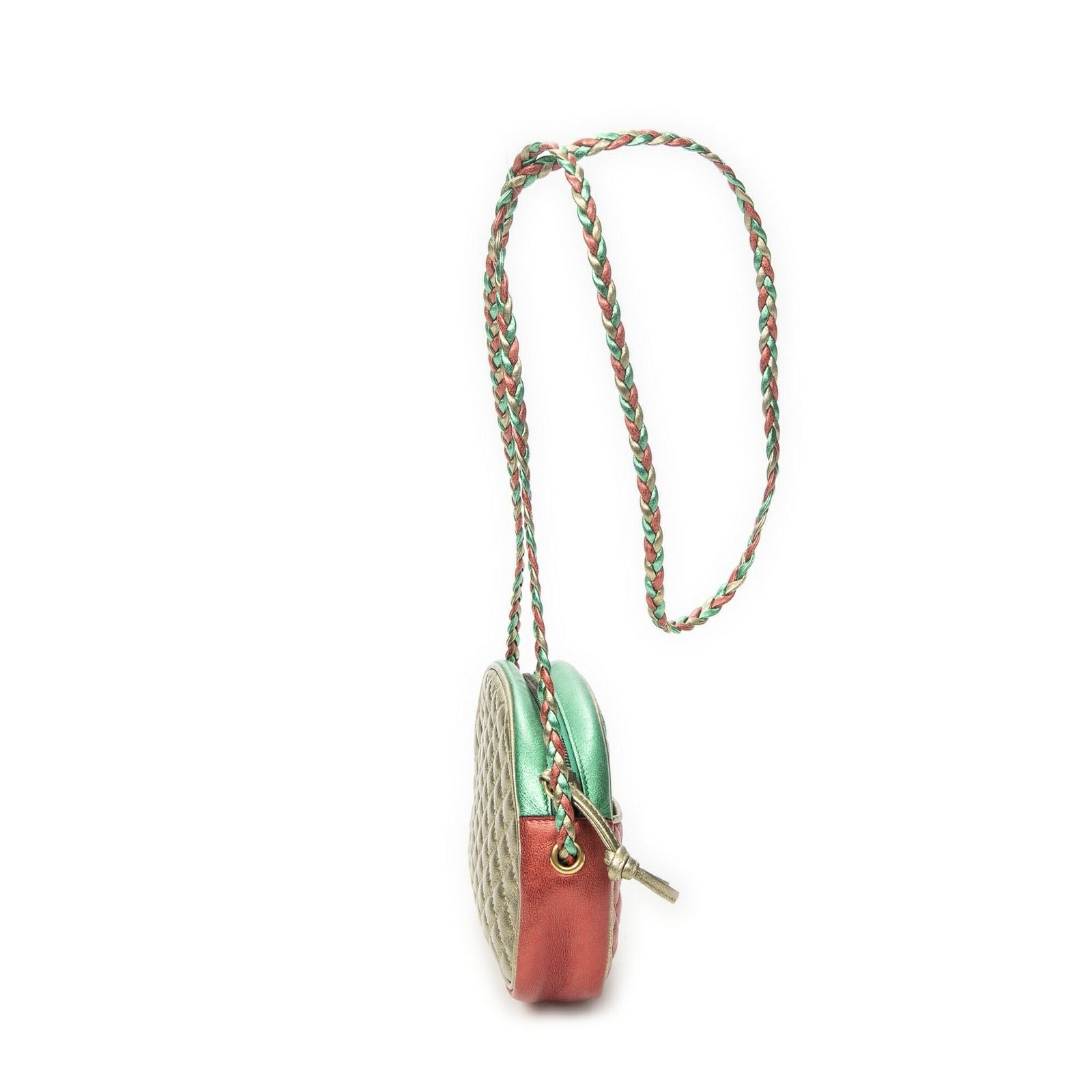 Gucci Trapuntata Mini Camera Crossbody Red Green Matelasse Calfskin — view 4