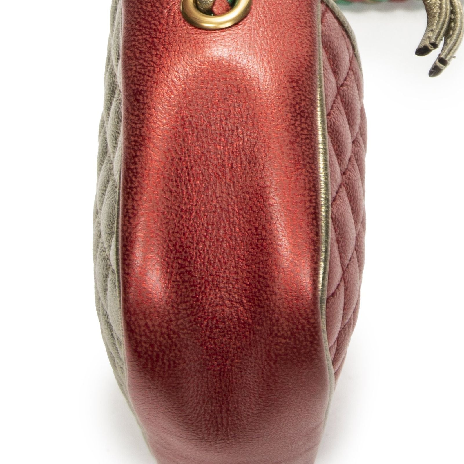 Gucci Trapuntata Mini Camera Crossbody Red Green Matelasse Calfskin — view 7