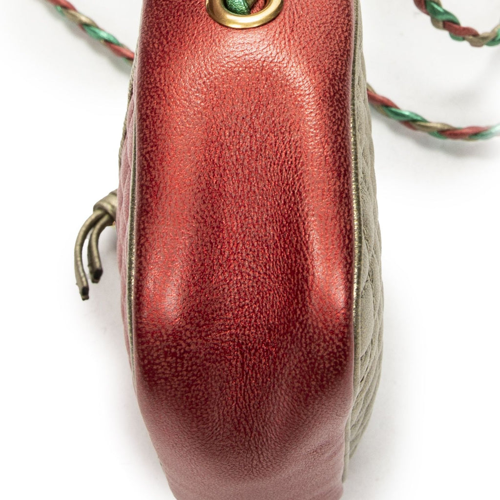 Gucci Trapuntata Mini Camera Crossbody Red Green Matelasse Calfskin — view 8
