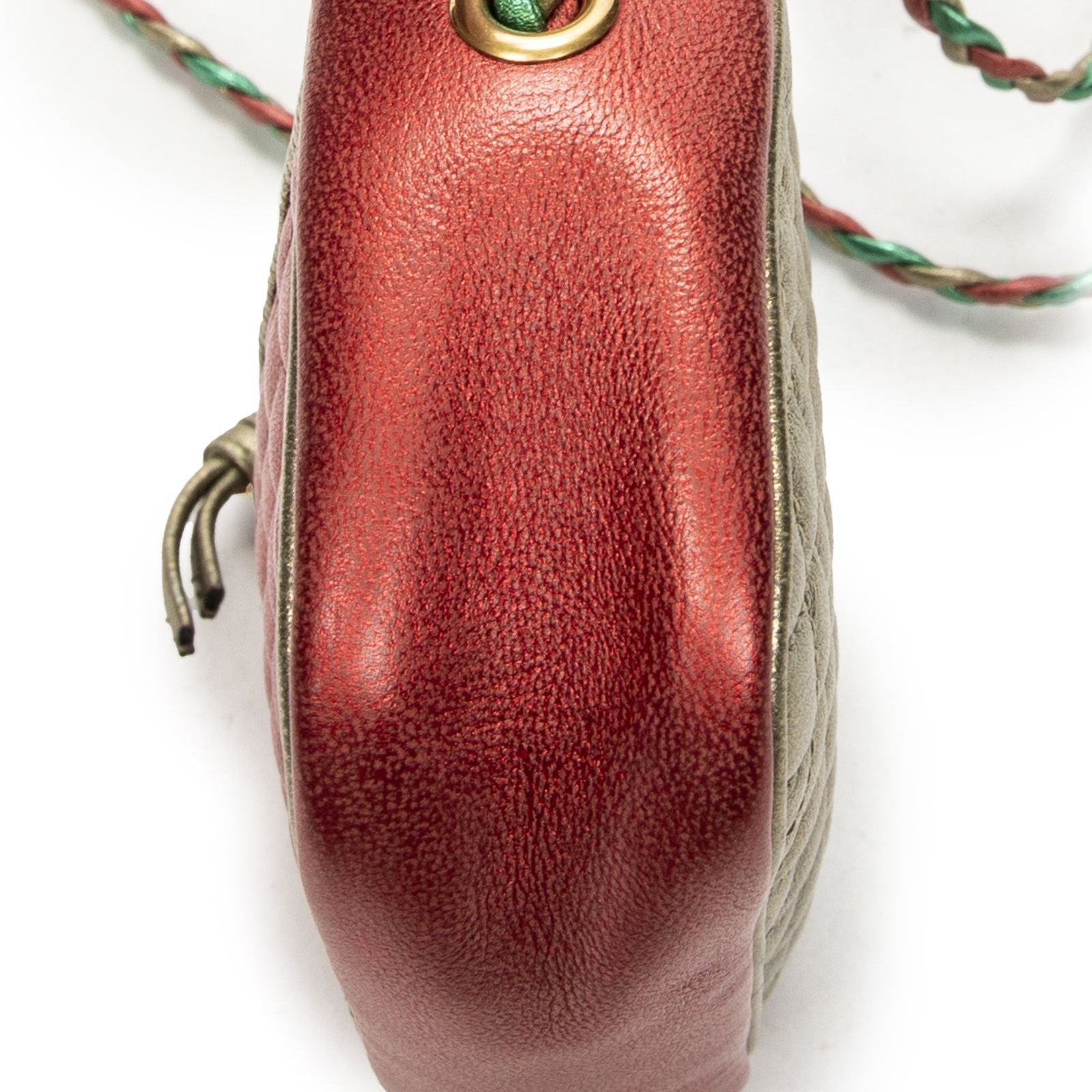 Gucci Trapuntata Mini Camera Crossbody Red Green Matelasse Calfskin — view 8