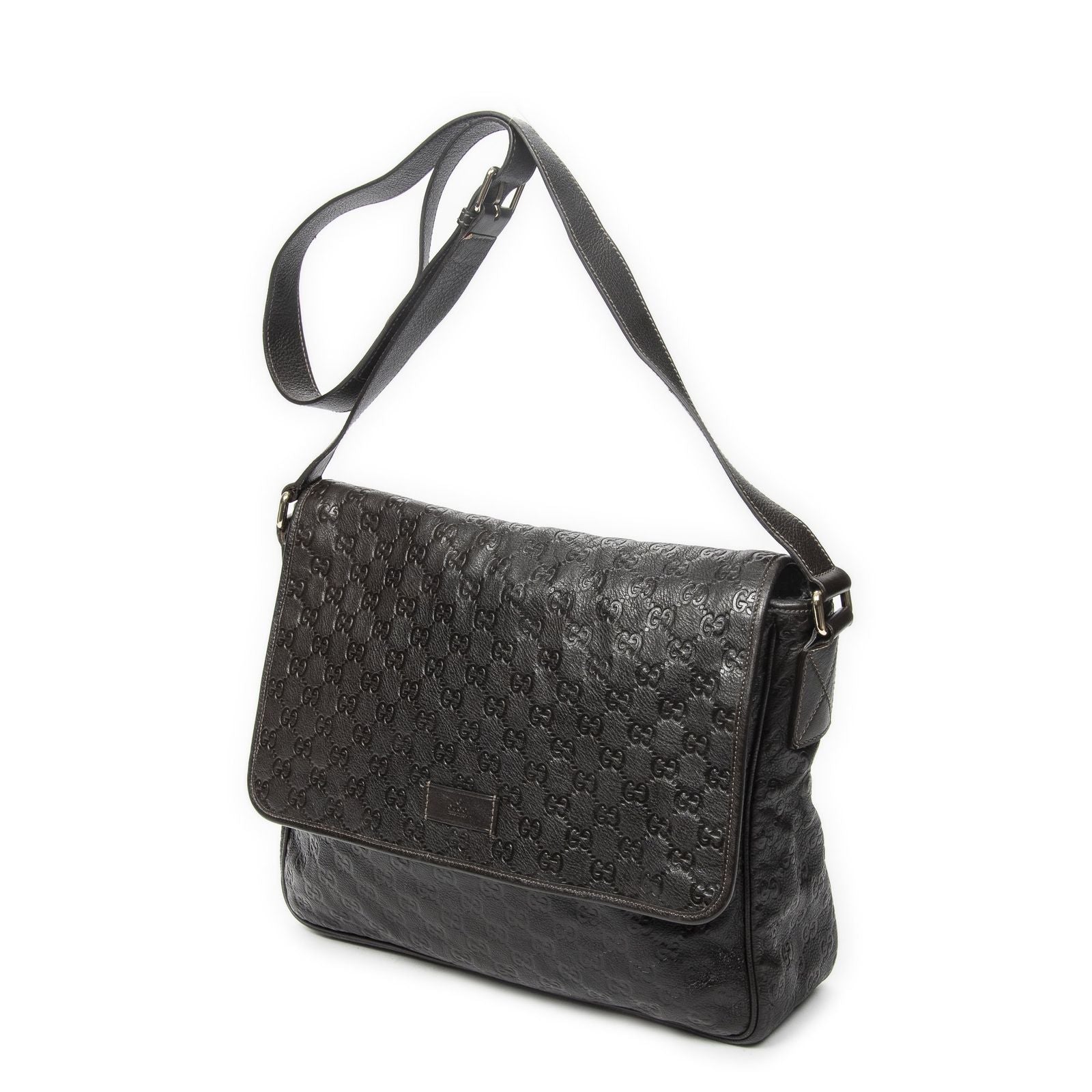 Gucci Large Flap Messenger Dark Brown Guccissima — view 2