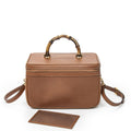 Gucci Large Bamboo Vanity Case Brown Gray Calfskin Leather
