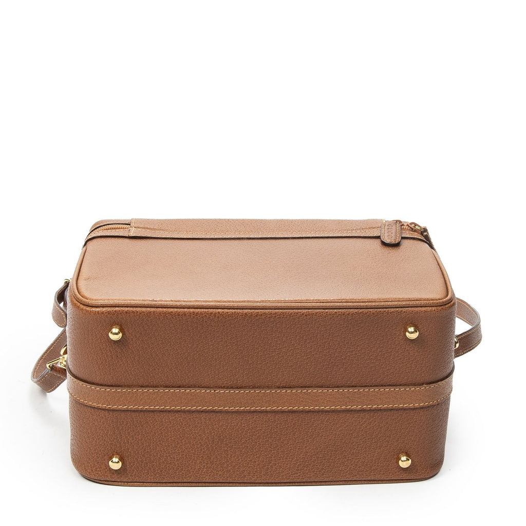Gucci Large Bamboo Vanity Case Brown Gray Calfskin Leather — view 6