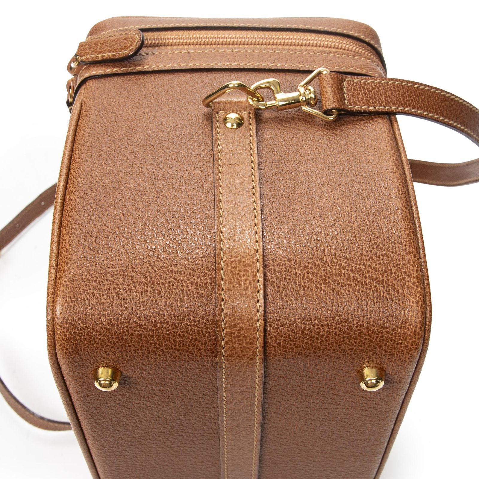 Gucci Large Bamboo Vanity Case Brown Gray Calfskin Leather — view 8