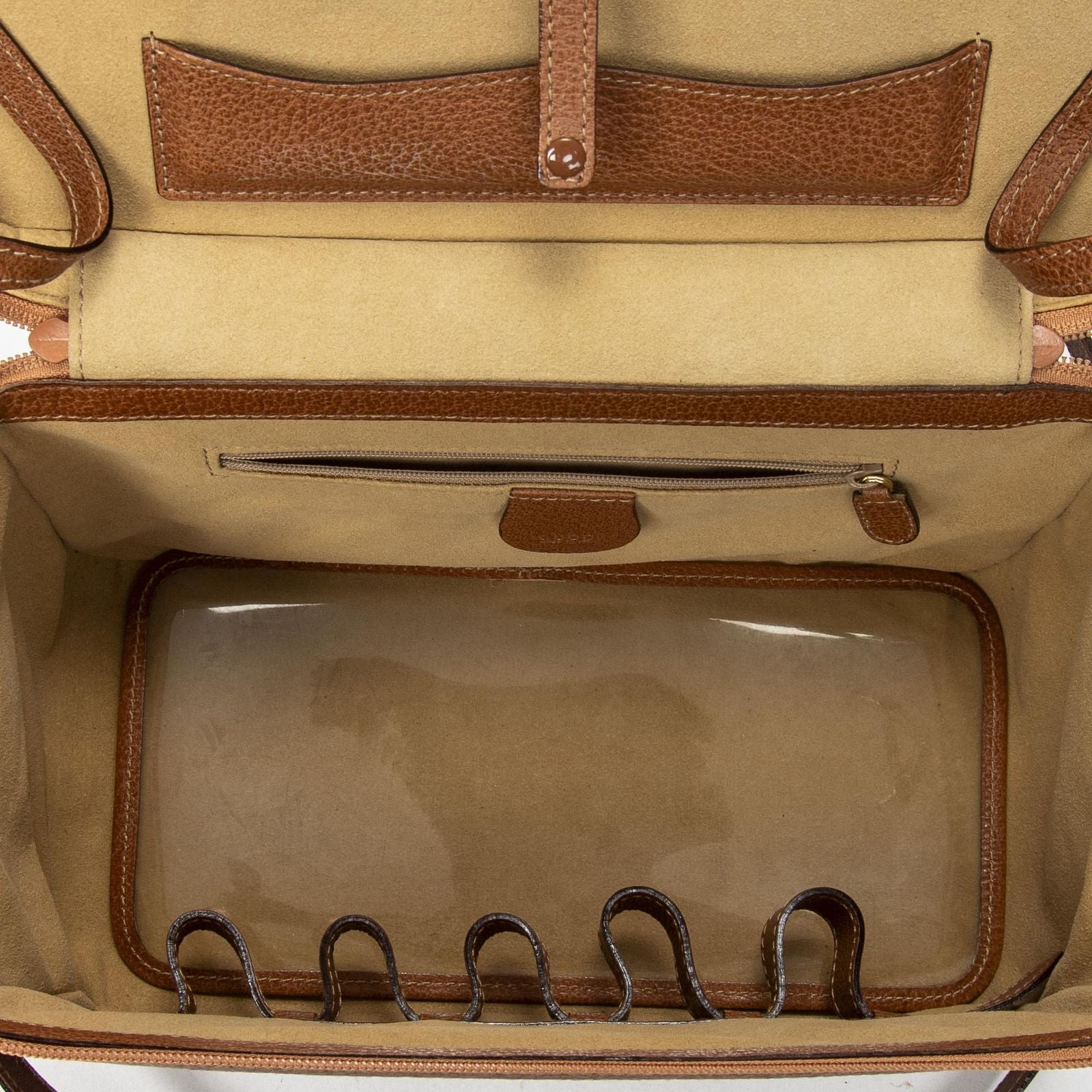 Gucci Large Bamboo Vanity Case Brown Gray Calfskin Leather — view 9